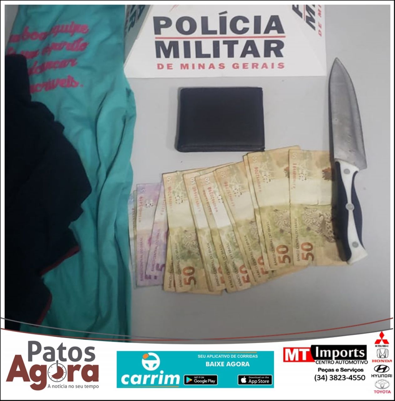 PM de São Gotardo apreende menores que assaltaram residência e roubaram dinheiro 