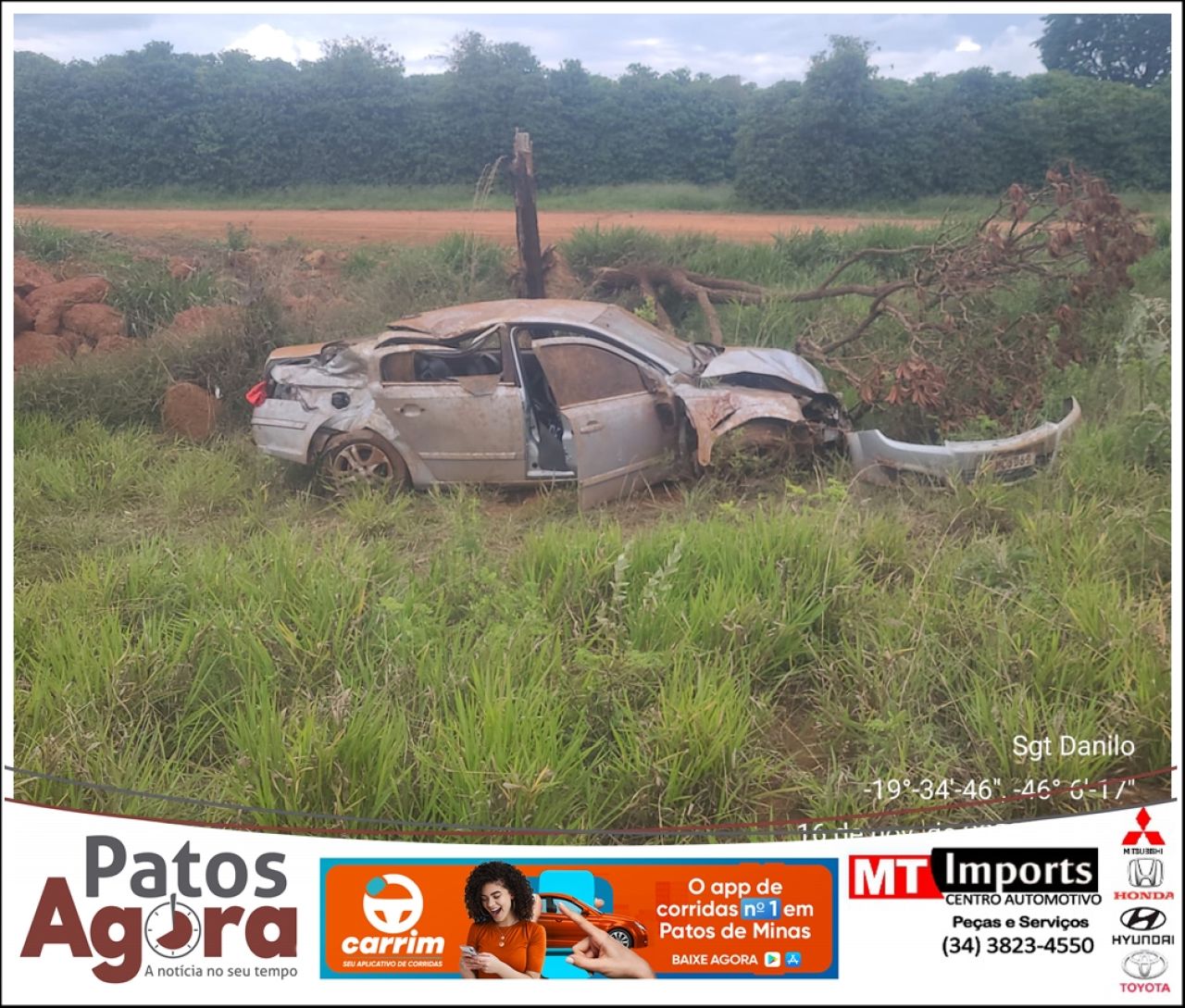 Duas pessoas de 20 anos morrem em capotamento na BR-354