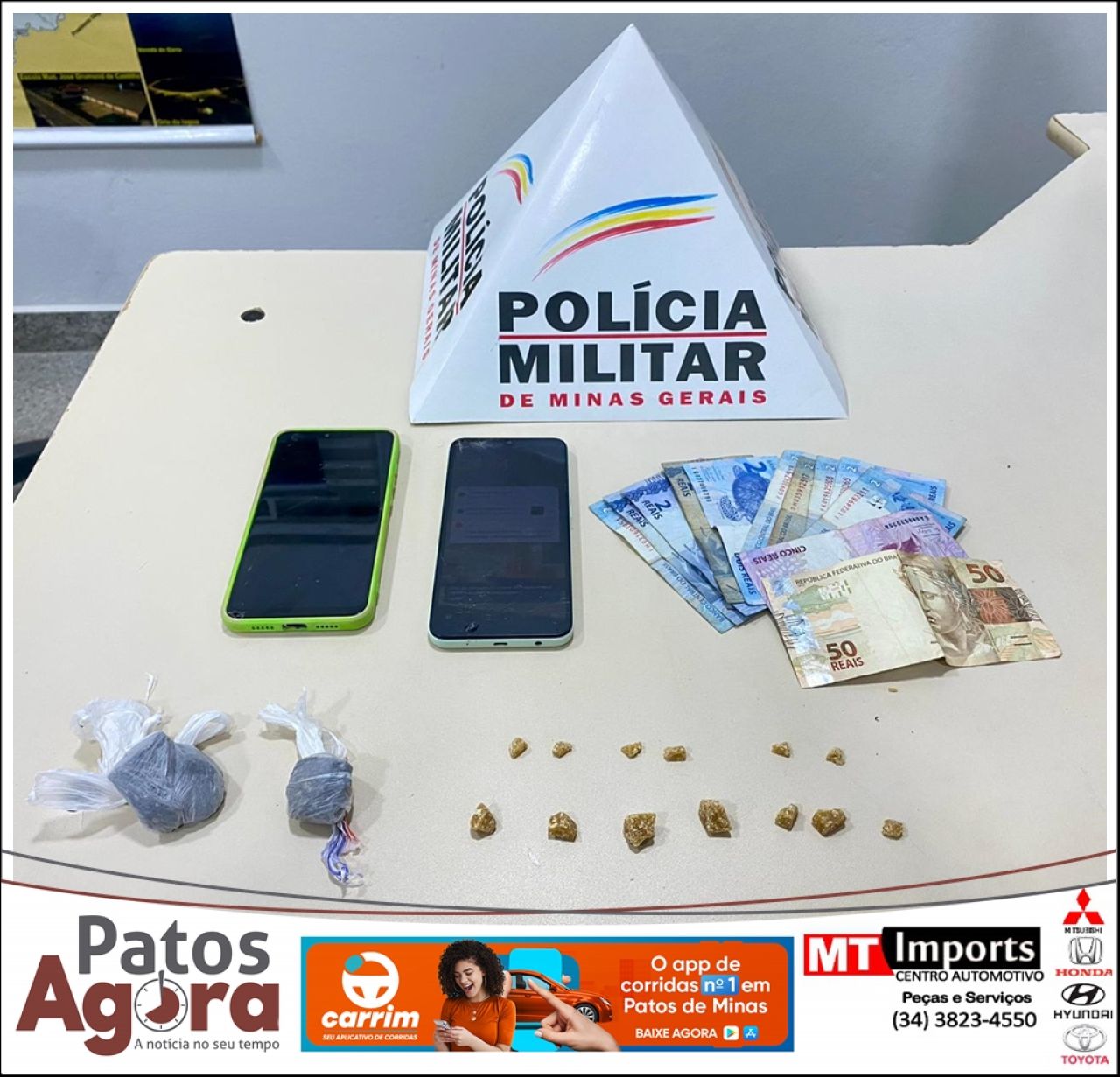 Polícia Militar prende dois suspeitos de tráfico de drogas em Lagoa Grande