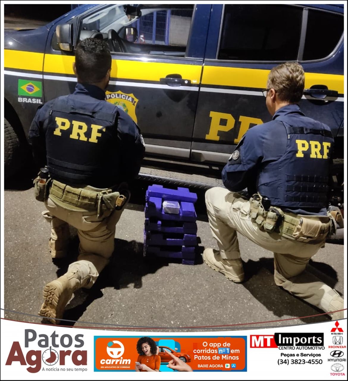 PRF prende dupla após perseguição e apreende 20 tabletes de maconha na BR-365