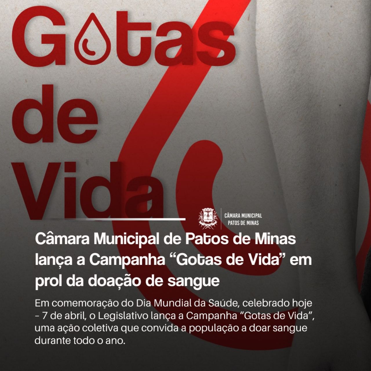 Câmara Municipal de Patos de Minas lança a Campanha Gotas de Vida em prol da doação de sangue