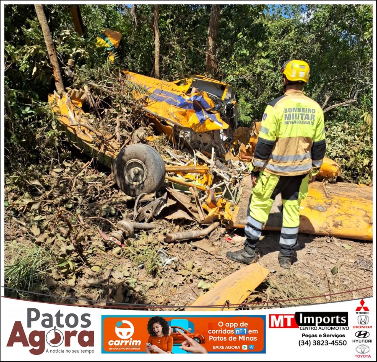Bombeiros localizam piloto consciente após queda de aeronave entre Paracatu e Vazante