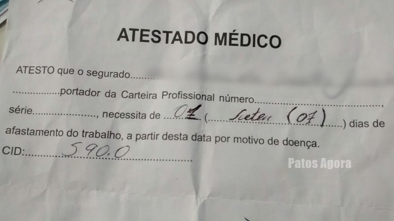 Homem adultera atestado médico e vira caso de Polícia em Patos de Minas