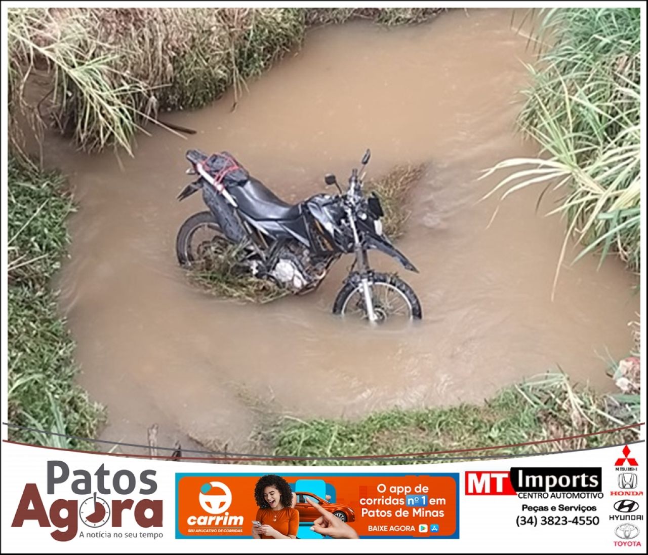 Queda de motociclista no Córrego do Monjolo mobiliza Bombeiros e SAMU em Patos de Minas