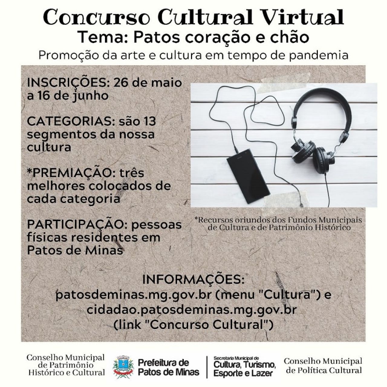 No aniversário da cidade, prefeitura lança concurso virtual de incentivo à cultura