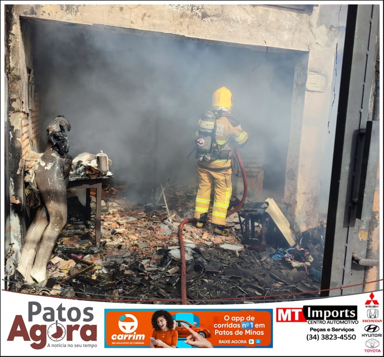 Incêndio em residência no Bairro São Francisco mobiliza Corpo de Bombeiros em Patos de Minas