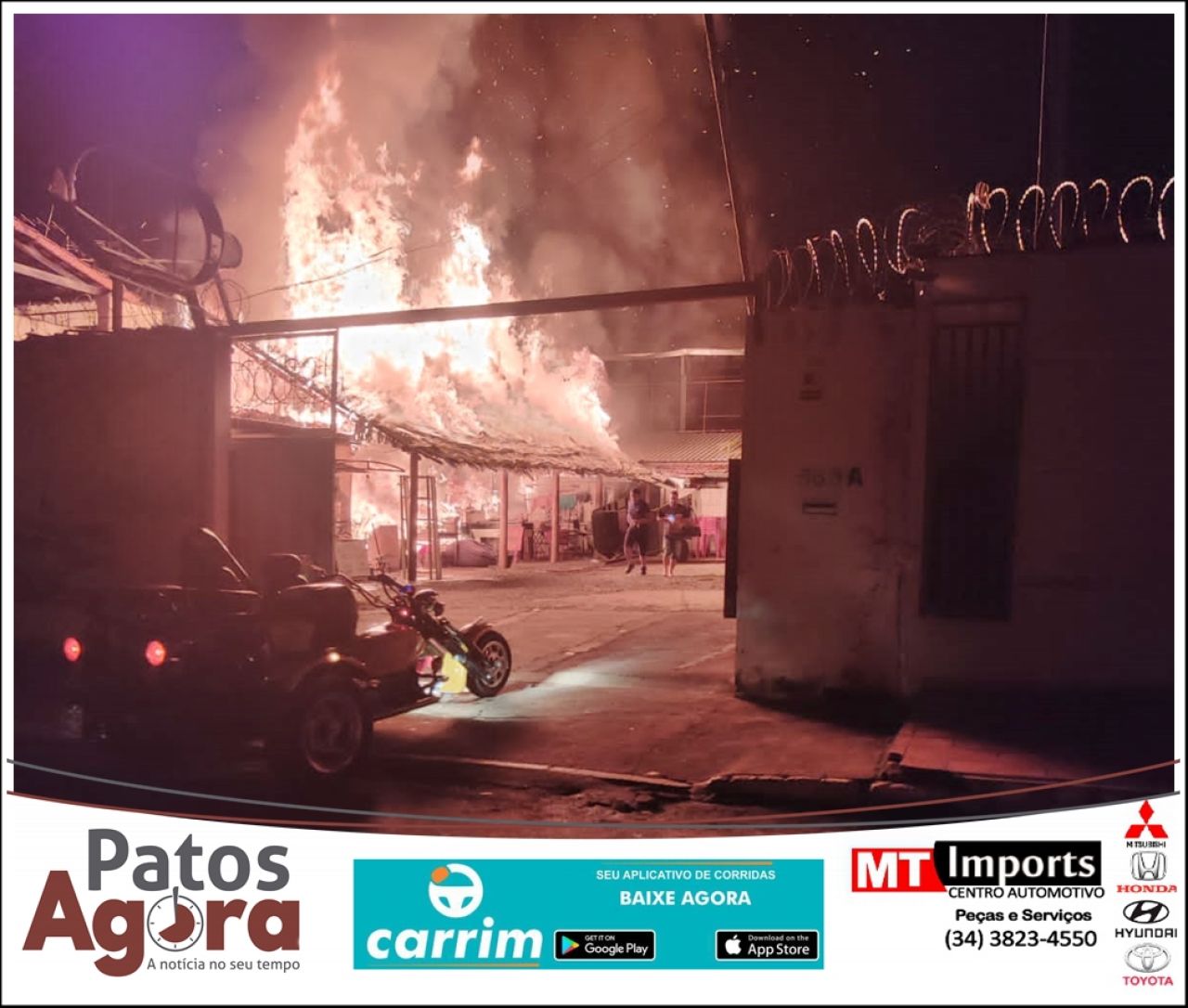 Incêndio atinge depósito de restaurante em Vazante