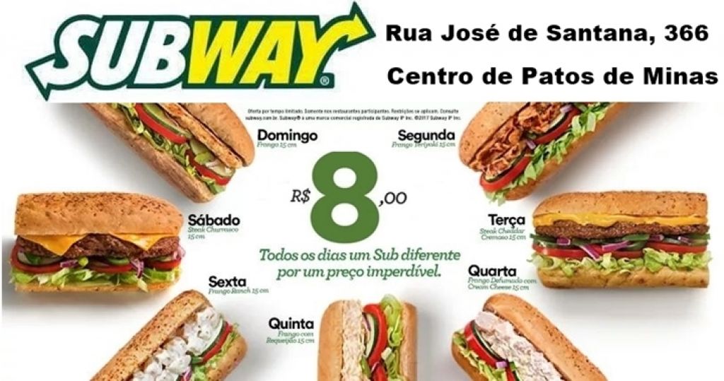 Lançamento da nova campanha da Subway Patos de Minas : Os irresistíveis do dia! !! Venha conferir! !!