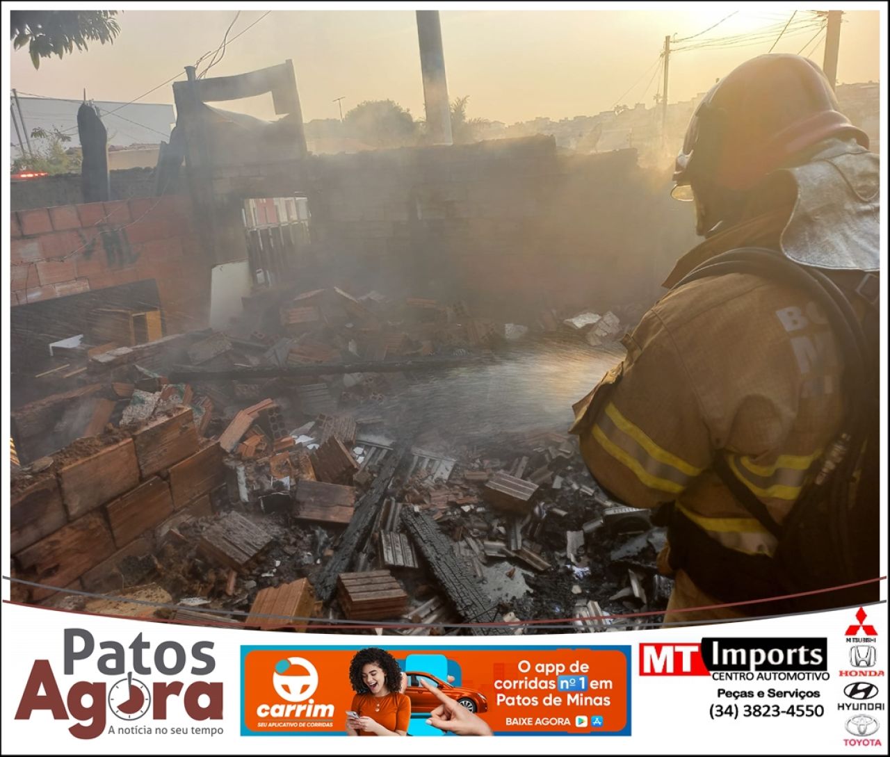 Bombeiros de Patrocínio combatem incêndio em residência