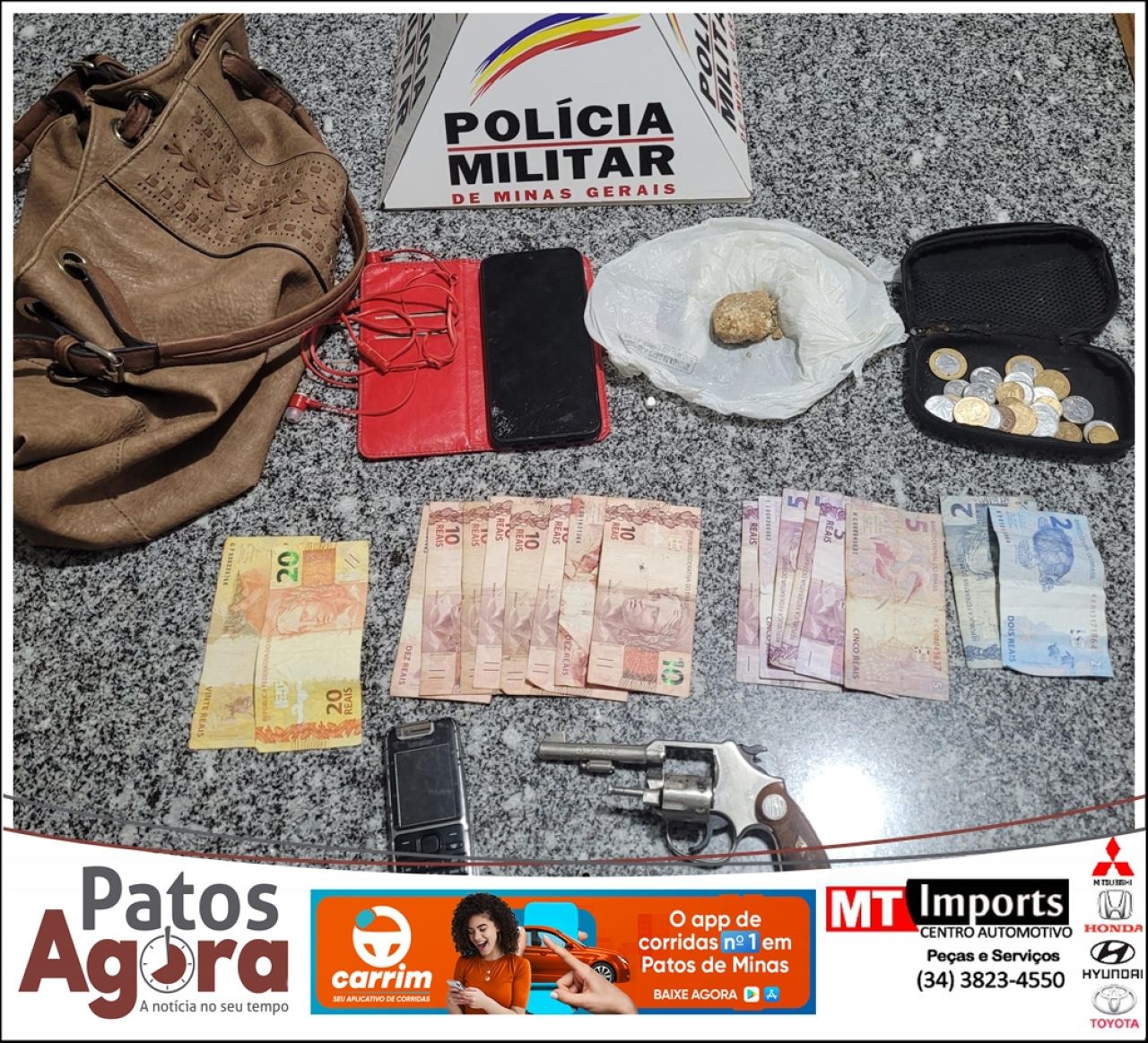 Polícia Militar prende casal por tráfico de drogas e porte ilegal de arma em Monte Carmelo