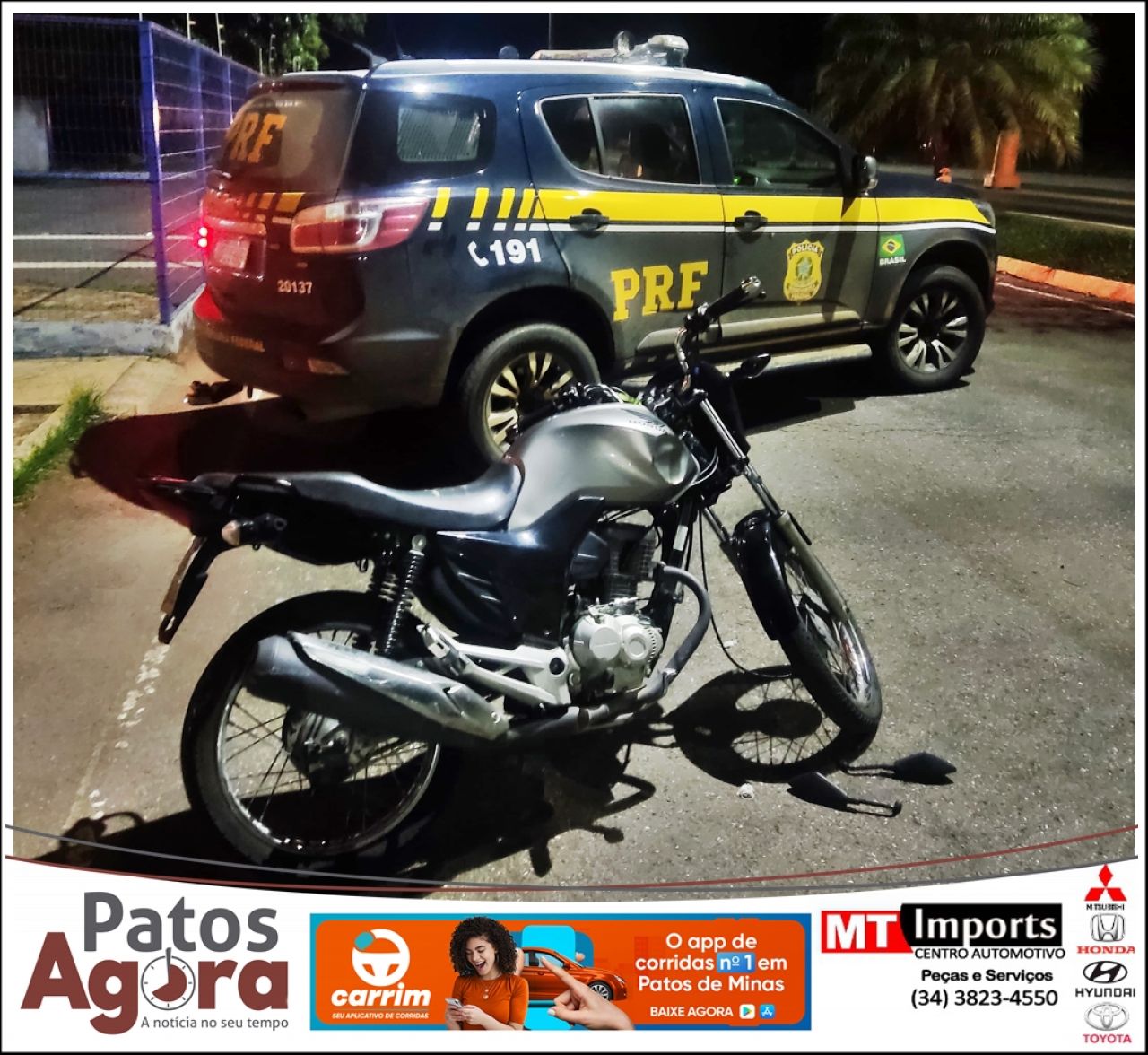 PRF de Patos de Minas apreende motocicleta clonada