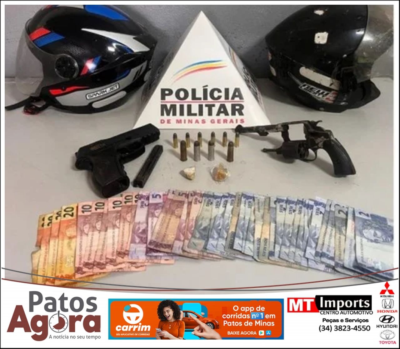 Ação da Polícia Militar em Patos de Minas resulta em prisões e recuperação de moto furtada