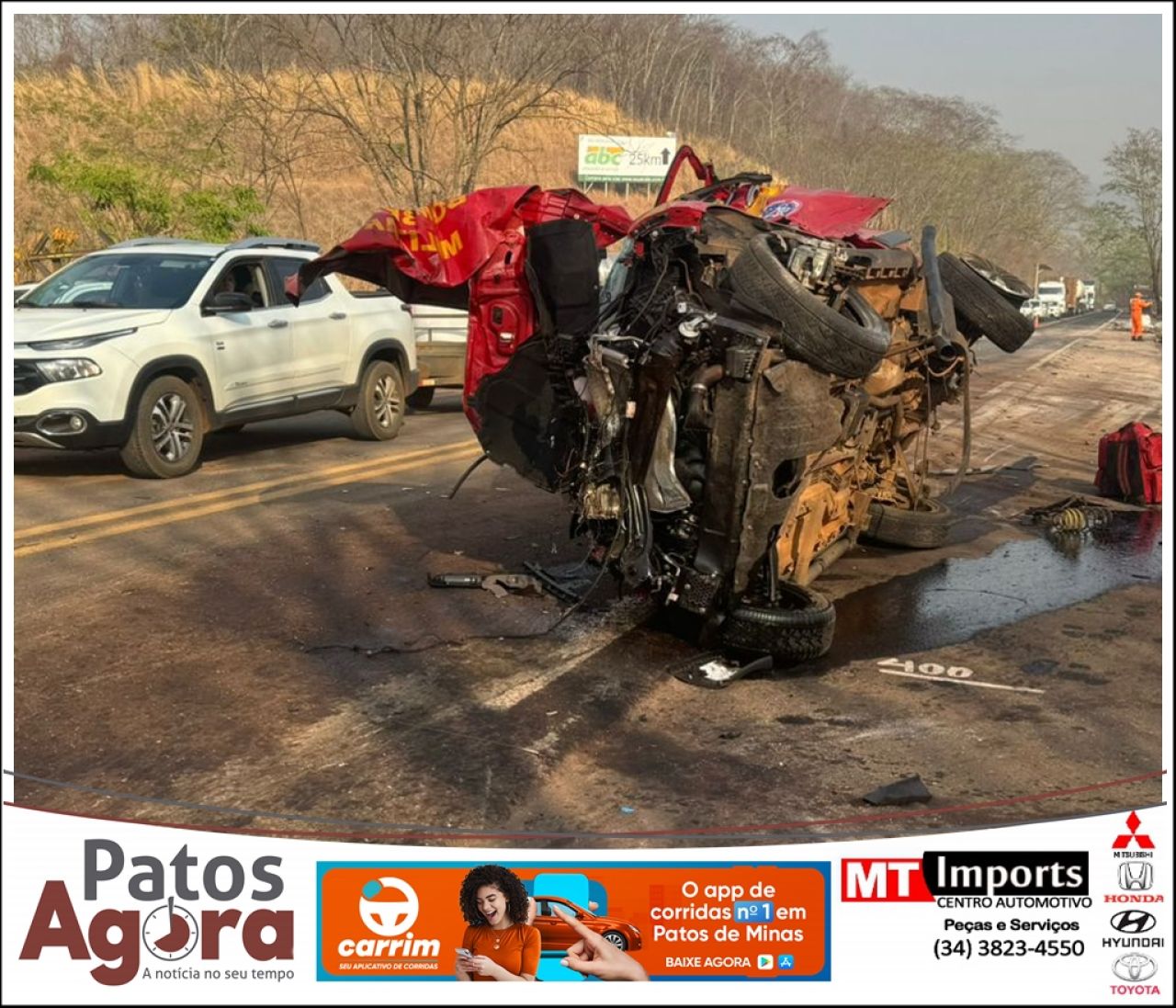 Viatura do Corpo de Bombeiros se envolve em acidente na BR-365