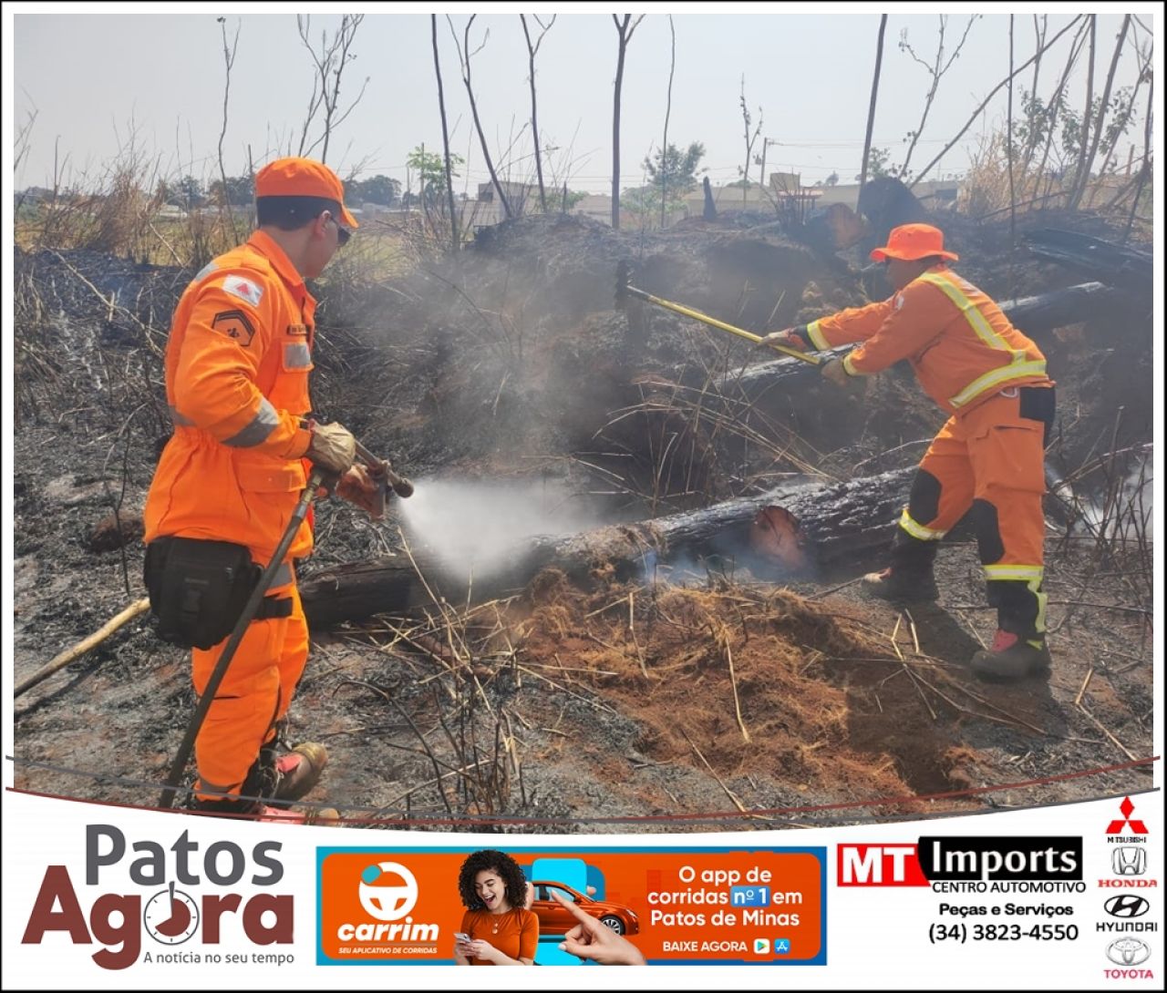 Bombeiros combatem incêndio na Mata do Catingueiro; há suspeitas de que o incêndio tenha sido criminoso