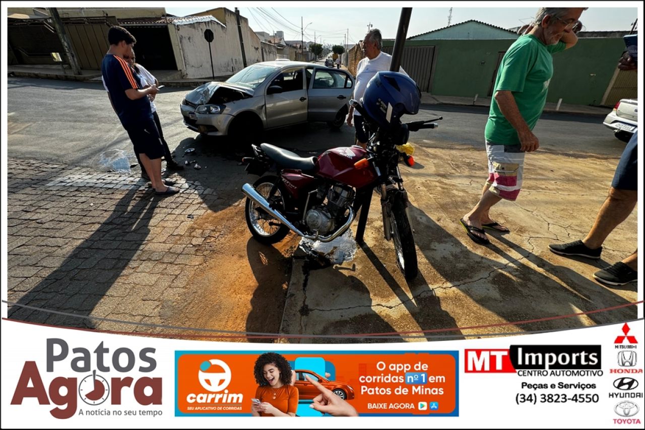 Motociclista é socorrido com traumatismo craniano após colisão com carro em Patos de Minas