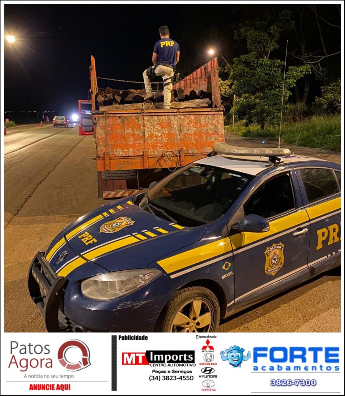 PRF flagra homens transportando madeira com documentação adulterada na BR-365