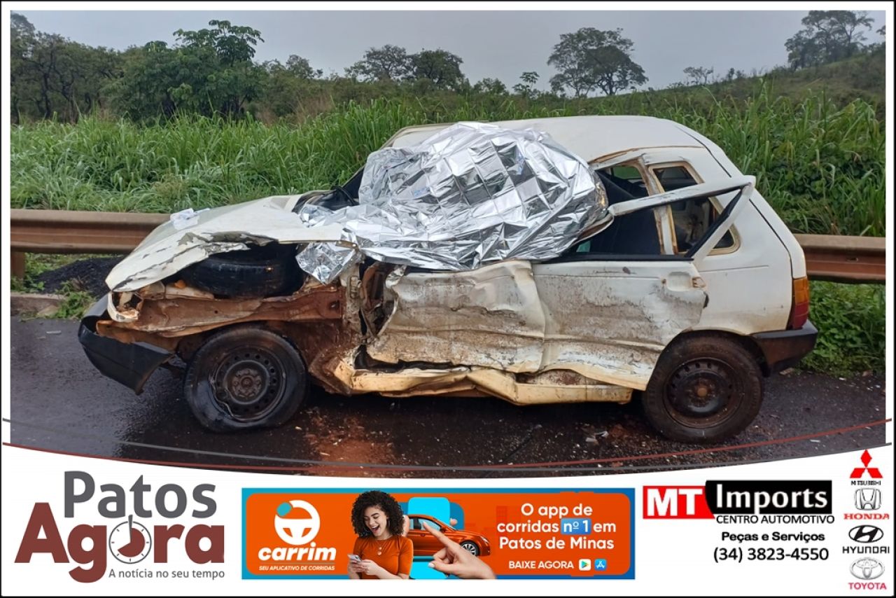 Colisão entre carro e caminhão mata condutor no Trevo da Serrinha, em Patos de Minas