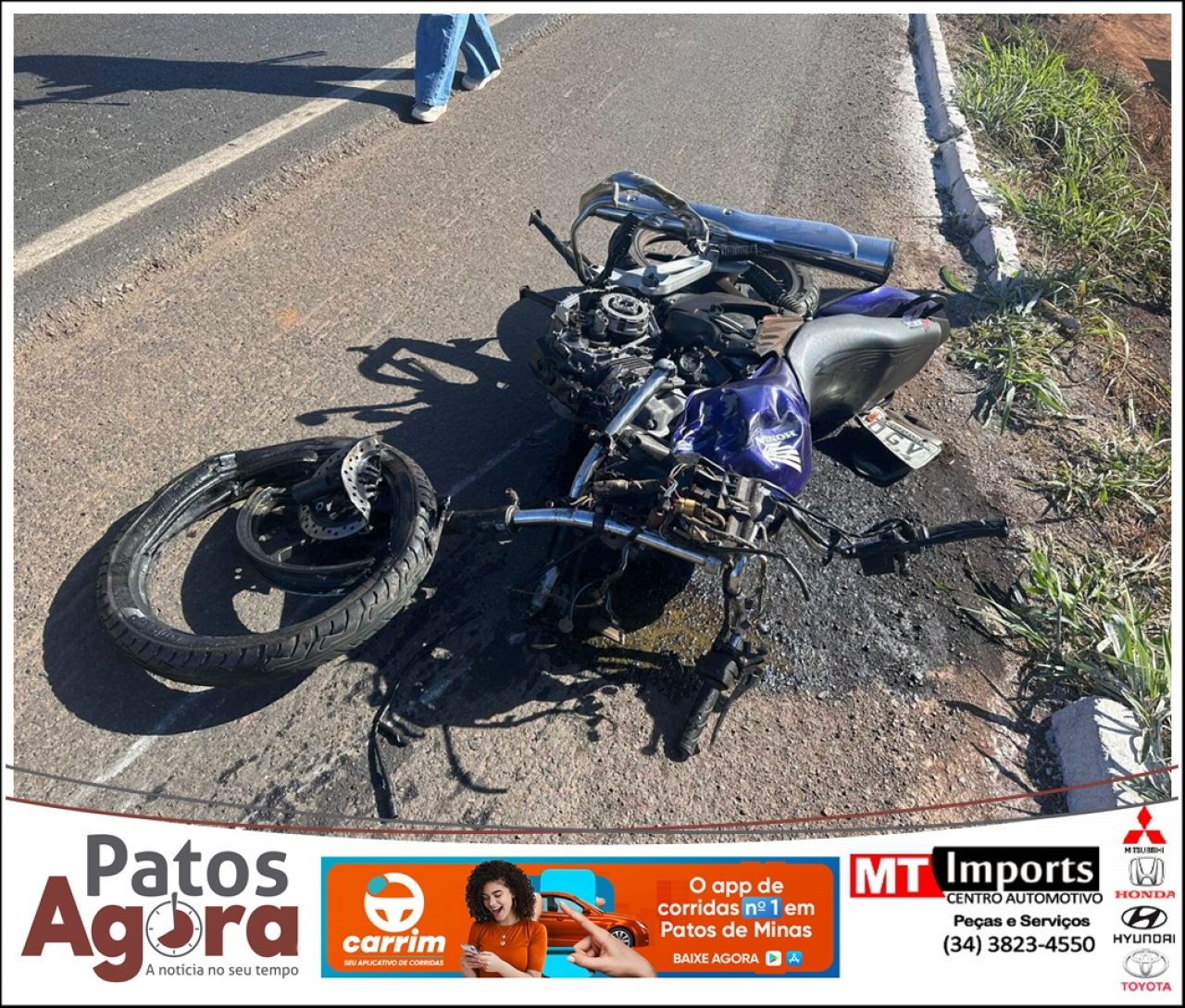 Motociclista morre em grave acidente na BR-354, entre Patos e Lagoa Formosa