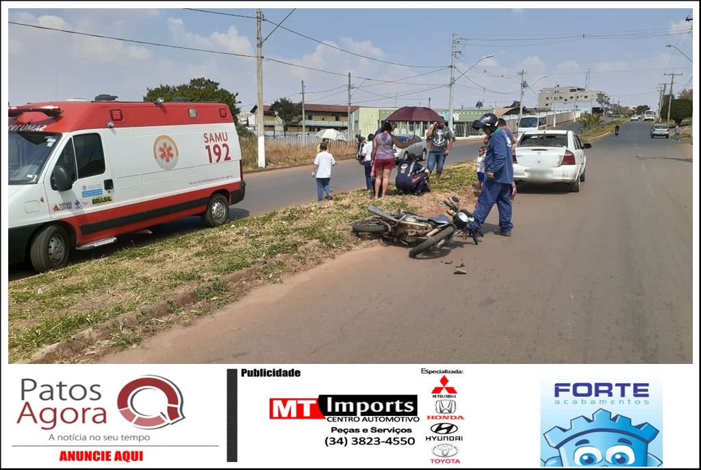 Motociclista colide na traseira de carro na Rua Tomaz de Aquino