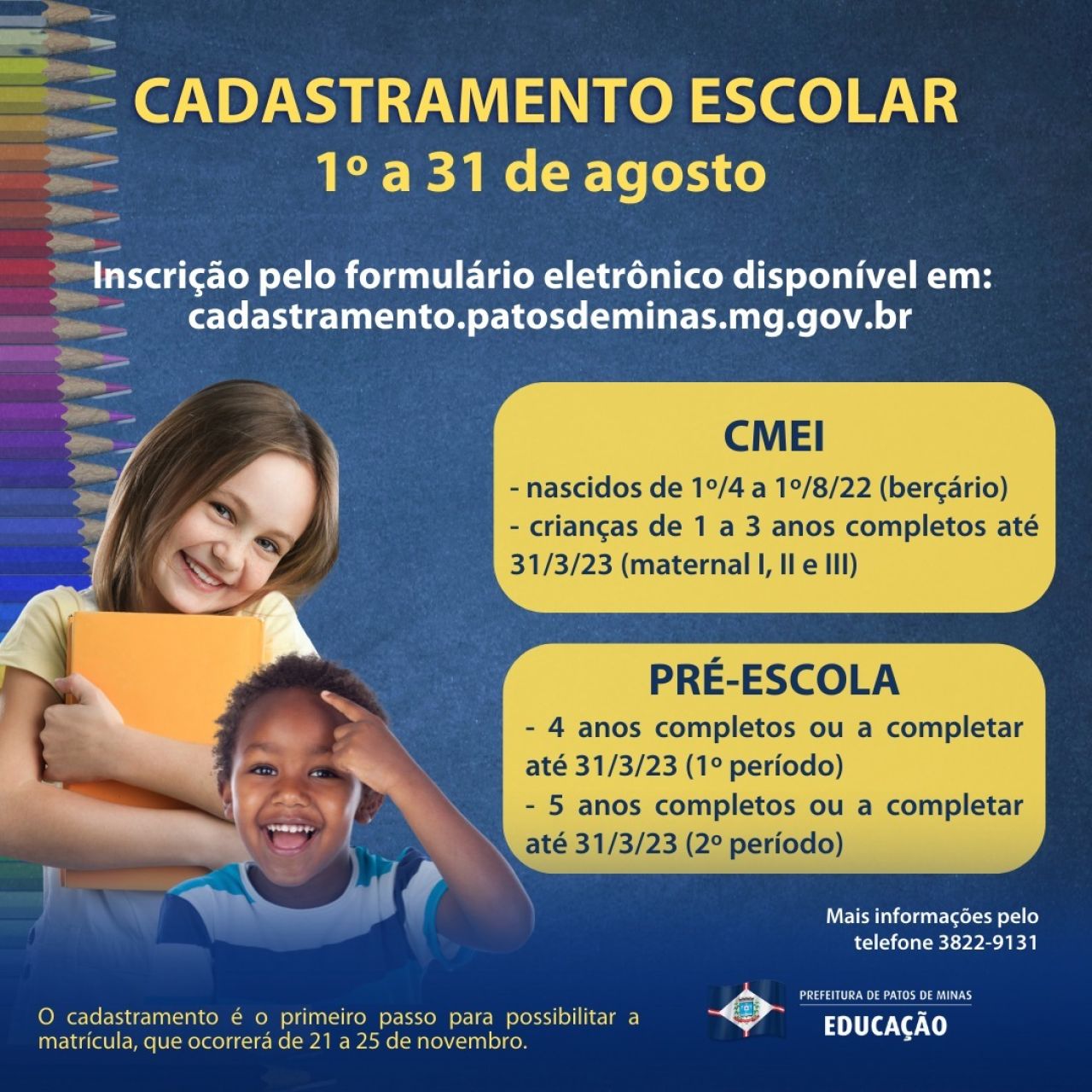 Cadastramento Escolar Para Educação Infantil Começa Na Próxima Segunda ...