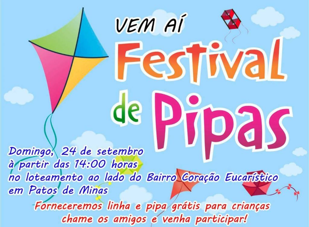 No próximo domingo, acontece no Bairro Coração Eucarístico o Festival de Pipas