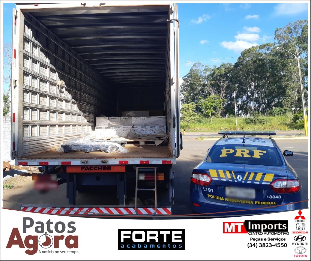 PRF localiza caminhão usado para transportar defensivos agrícolas roubados
