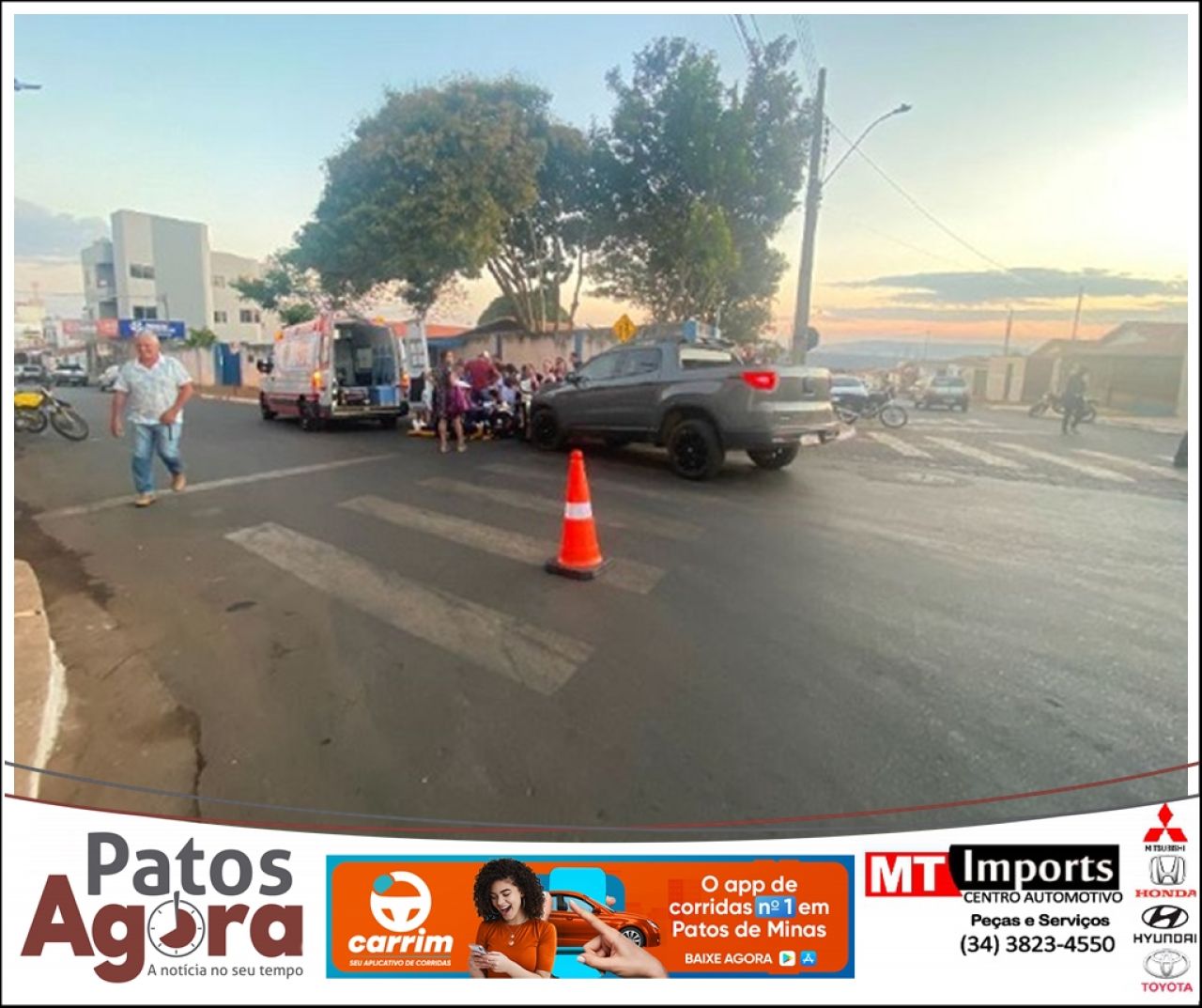 Adolescente de 13 anos é atropelada na faixa de pedestre em Patos de Minas