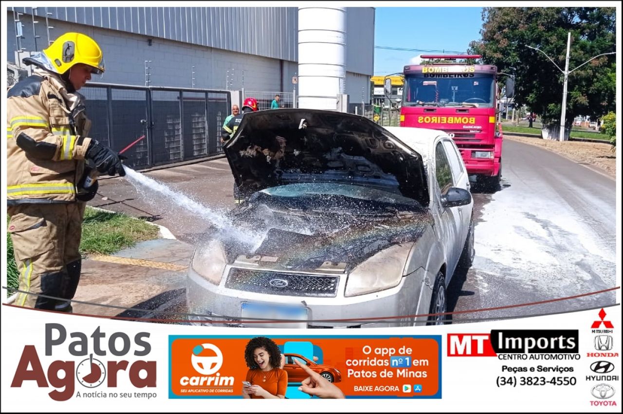 Funcionários de empresa controlam incêndio em veículo em Patos de Minas