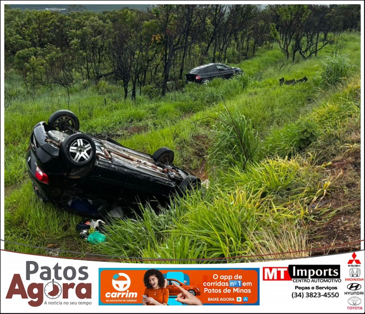 Pista escorregadia provoca acidente com três carros e um caminhão na BR-146