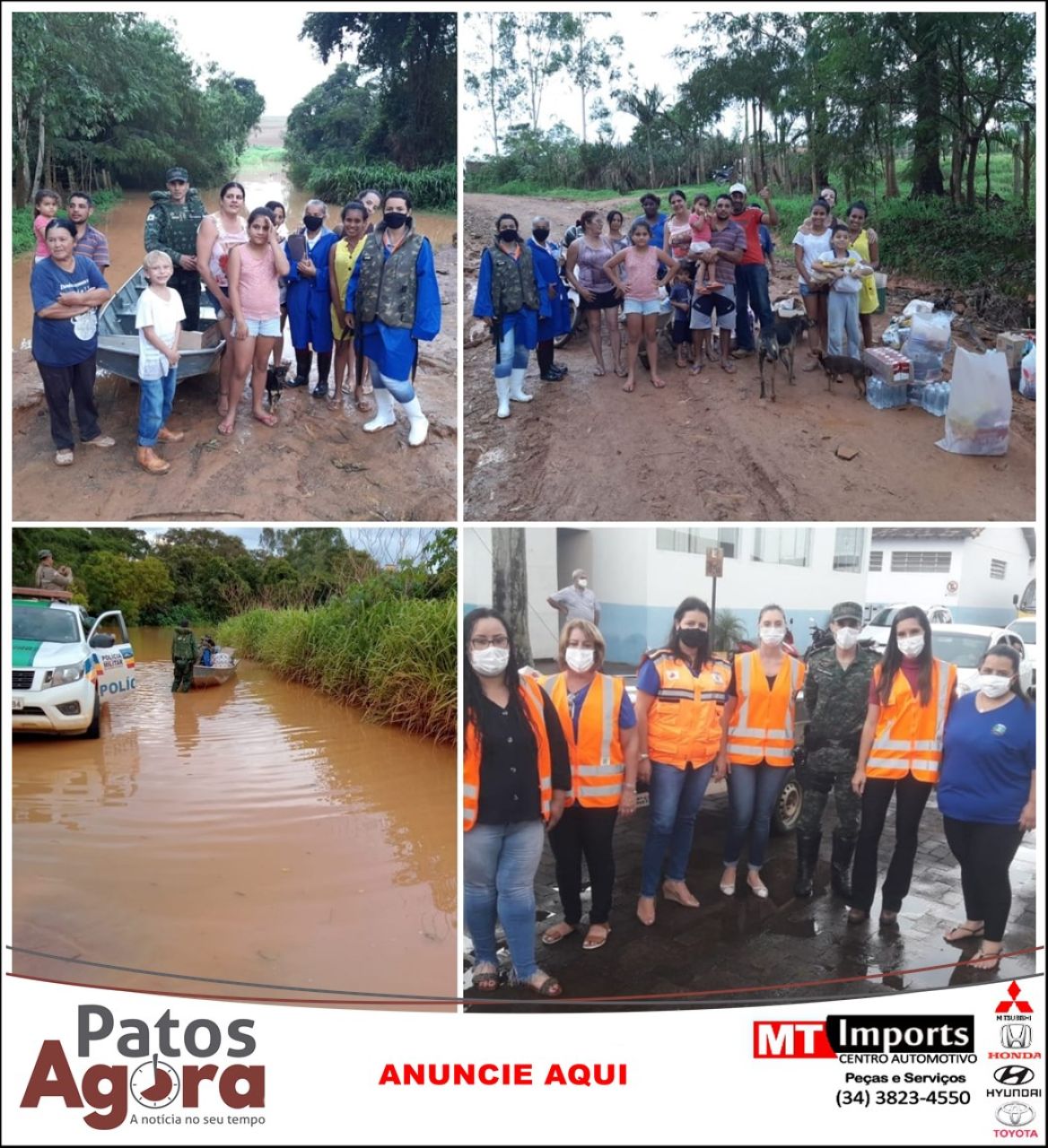 Moradores da comunidade de Ribeirão da Cotas que estão ilhados recebem alimentos e água mineral