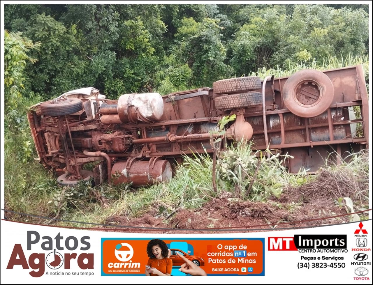 Motorista sofre fratura após tombamento de caminhão na BR-352