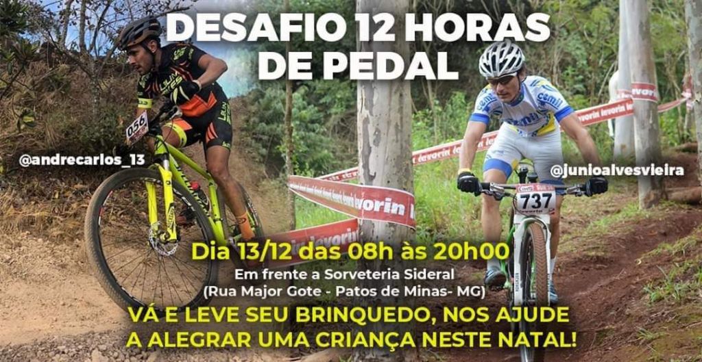 Cilistas André Carlos e Juninho irão pedalar 12 horas consecutivas para arrecadar brinquedos para crianças carentes