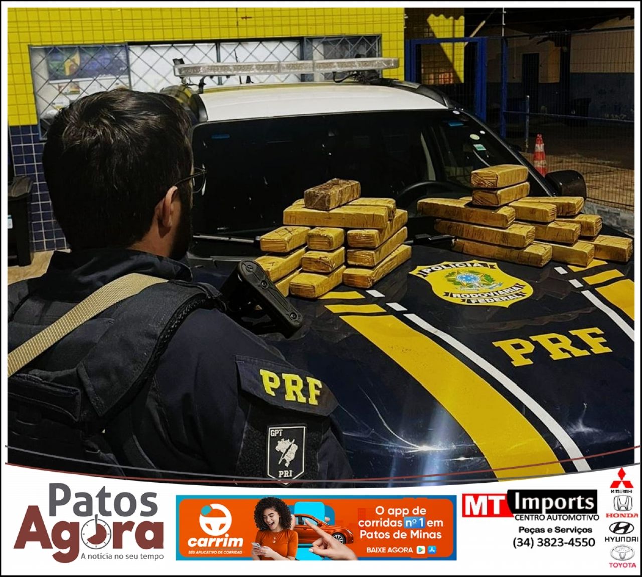 PRF de Patos de Minas apreende 23 tabletes de maconha que eram transportados por um adolescente de 16 anos