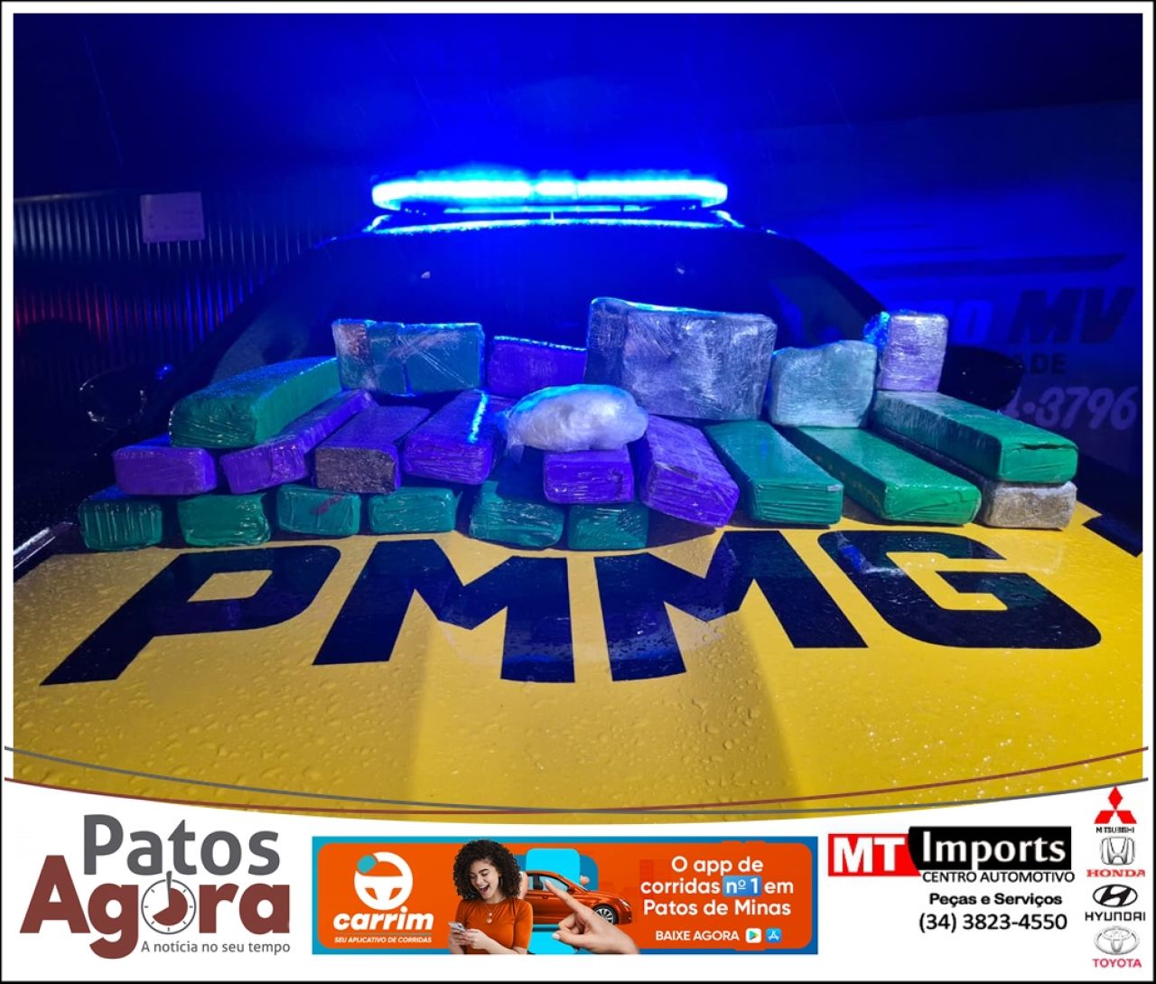 Casal é preso na MG-190 com 22 barras de maconha e cocaína