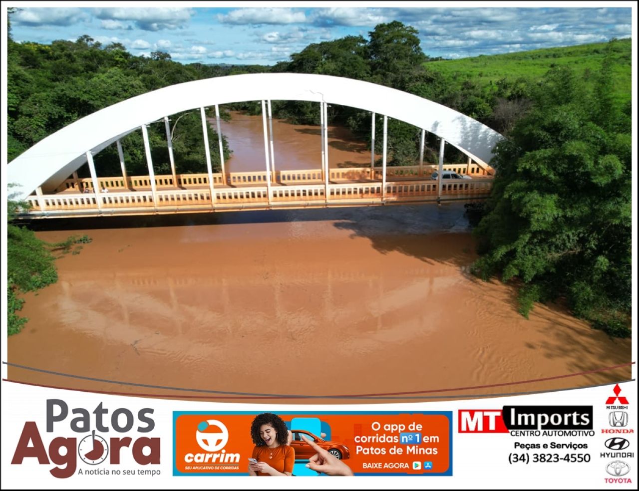 Rio Paranaíba se aproxima da cota de inundação e liga alerta em Patos de Minas