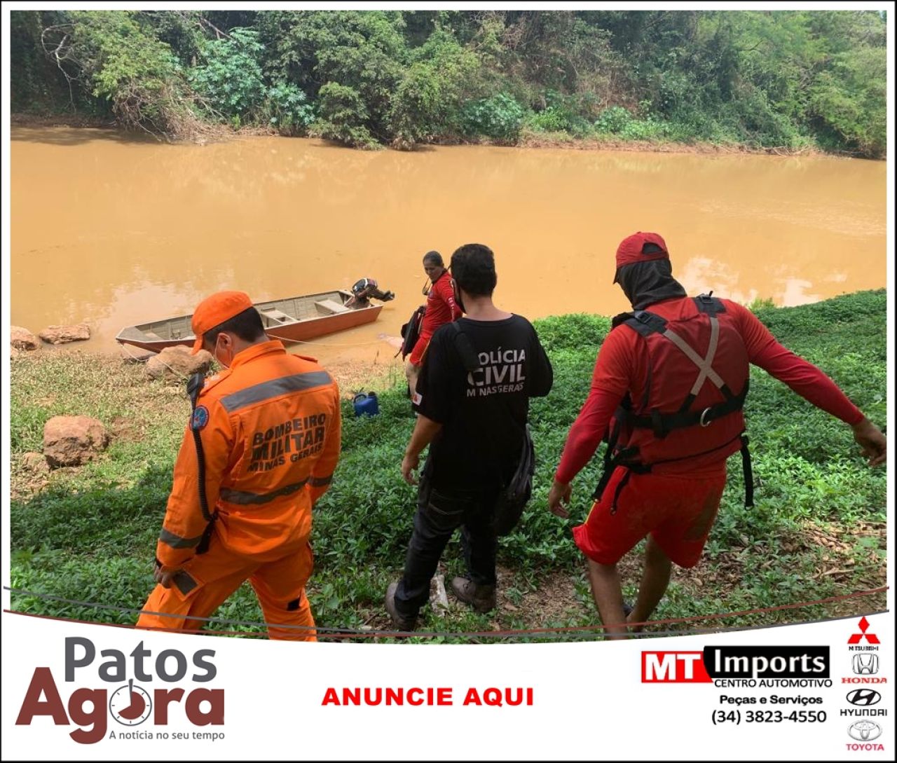 Bombeiros localizam corpo de homem que se afogou ao tentar atravessar o Rio Paranaiba