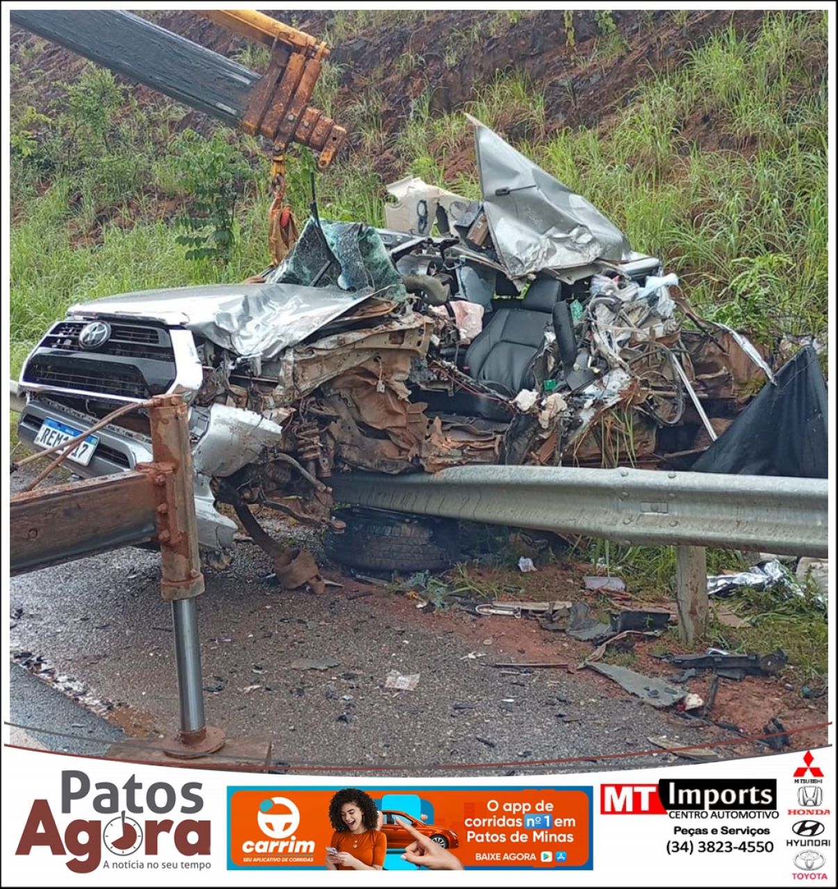 Homem de 41 anos morre em acidente entre caminhonete e carreta na BR-251