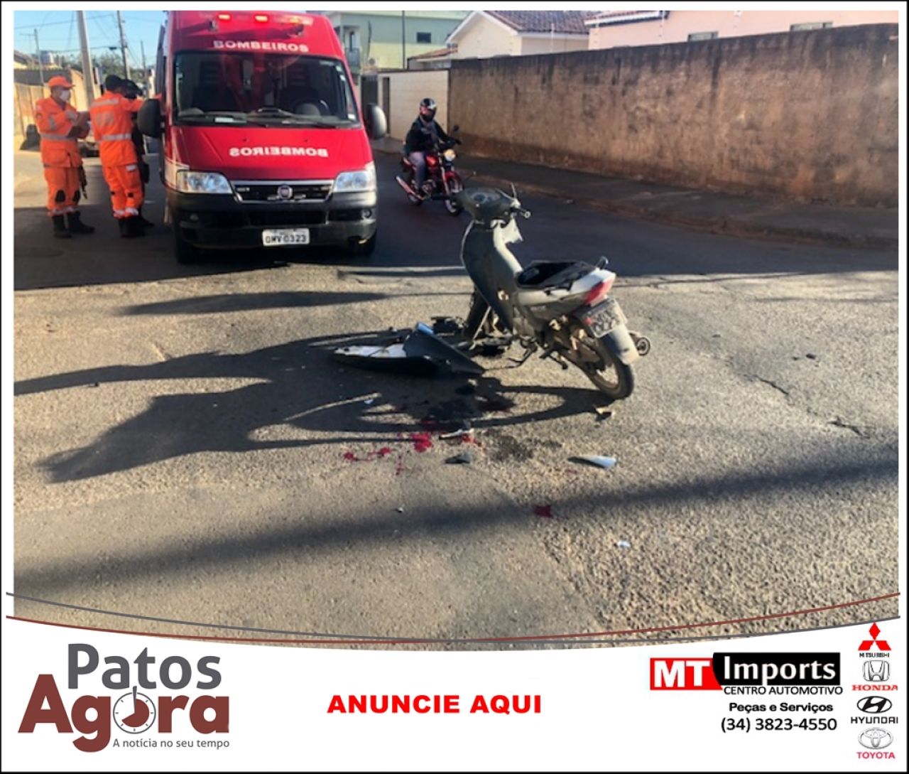 Motociclista fica ferido em acidente no Bairro Jardim Andradas