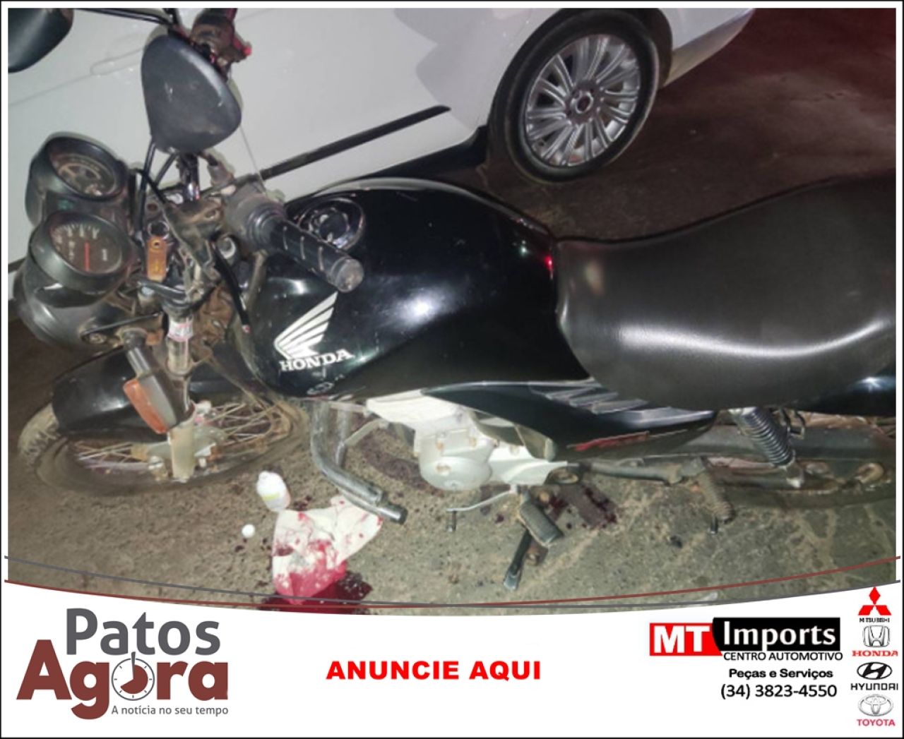Motociclista com sintomas de embriaguez fica ferido ao colidir em carro na Av. Afonso Queiroz