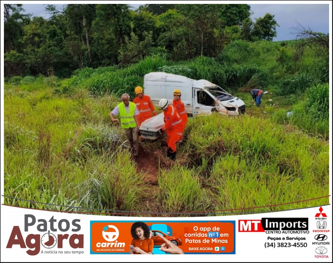 Motorista de van morre após ser ejetado e prensado pelo veículo na BR-365