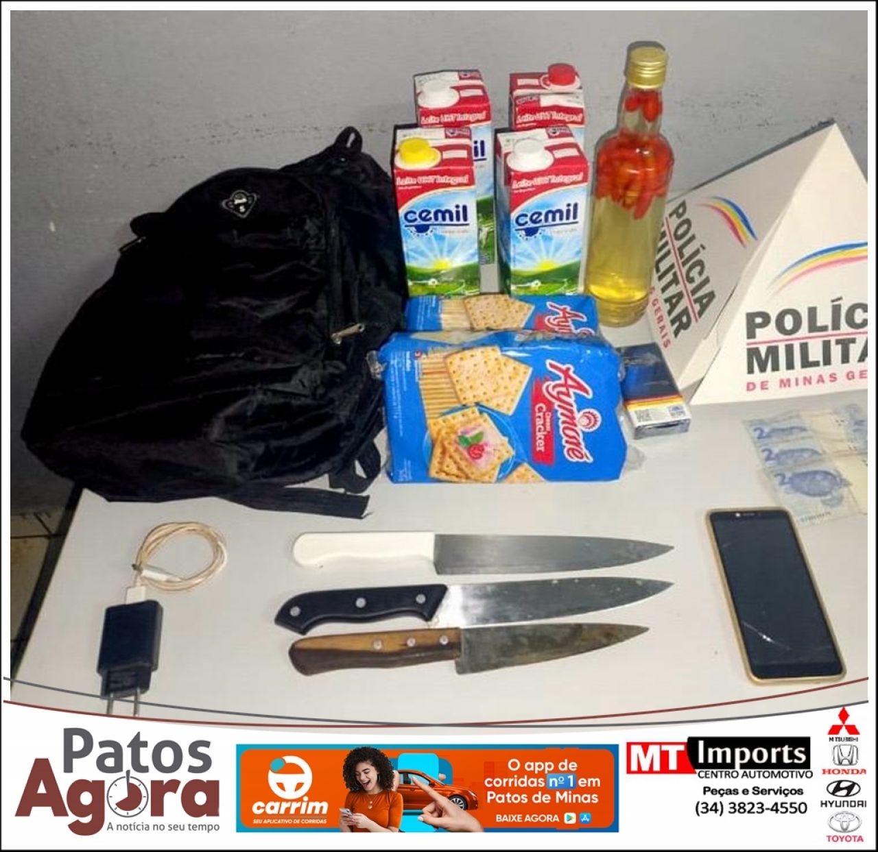 Ladrão invade casa enquanto moradores dormiam e é preso pela PM com a mochila do furto
