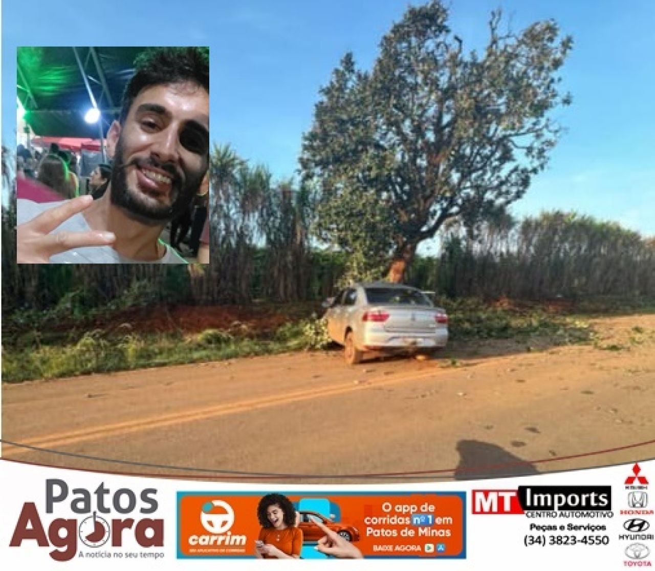 Jovem morre após colidir em árvore na estrada de Campo Alegre em Lagoa Formosa