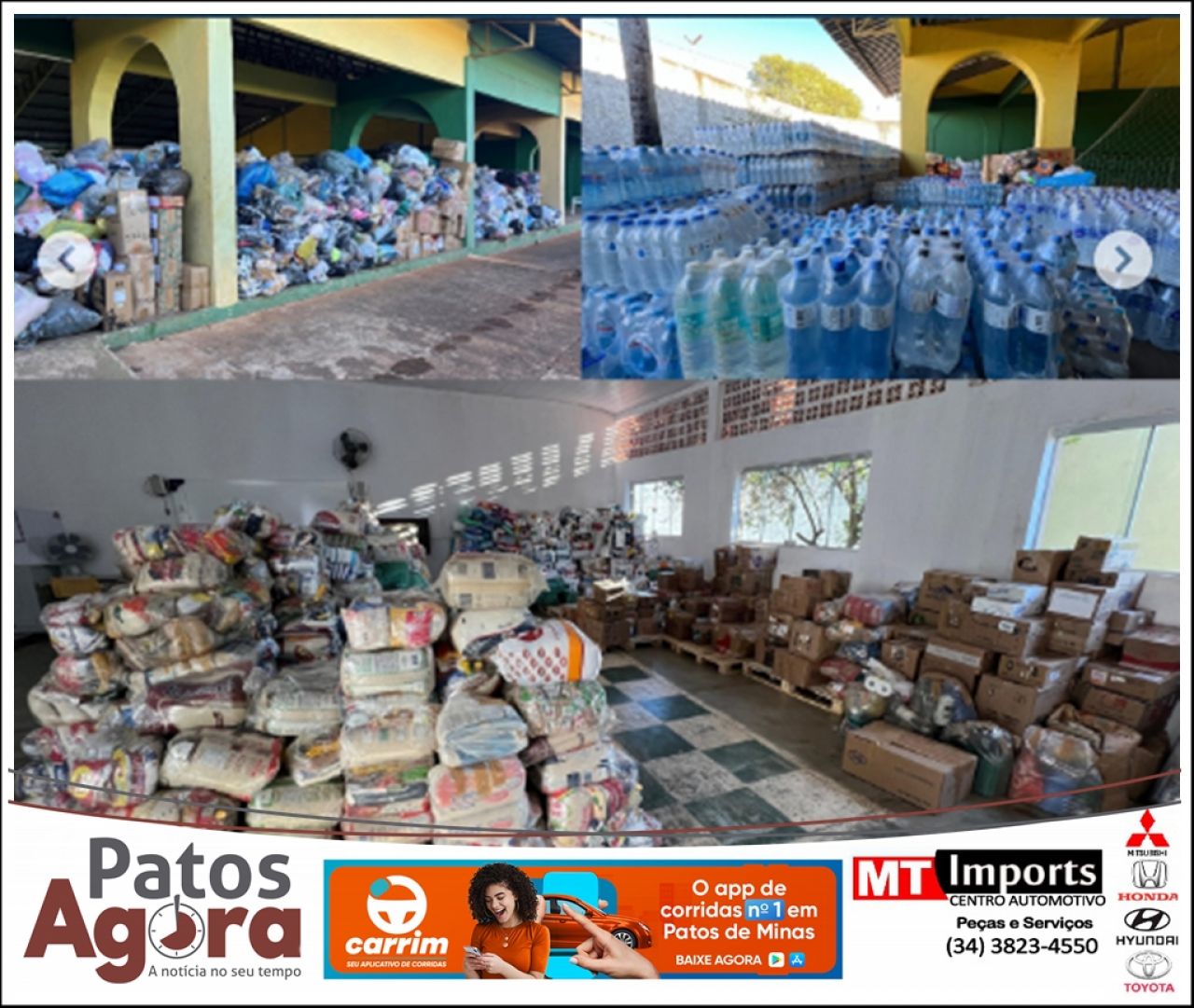 Prefeitura de Patos de Minas envia mais 25 toneladas de doações para o Rio Grande do Sul